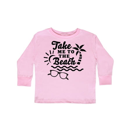 

Inktastic Take me To The Beach with Sunglasses and Palm Trees Gift Toddler Boy or Toddler Girl Long Sleeve T-Shirt