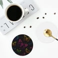 thumbnail image 4 of Honeii Butterfly print Leather Coaster Set of 4, ideal for safeguarding your furniture from drinks spills and effortless cleanup-Round Shape, 4 of 6
