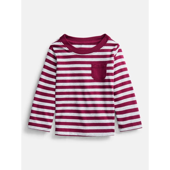 Wonder Nation Baby Boys Stripe Tee with Long Sleeves, Sizes 0-24 Months