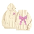 thumbnail image 6 of Yuanlong Womens Hoodies Oversized Pink Bow Graphic Long Sleeve Hooded Sweatshirts Spring Stylish Fashion Comfort Clothes, 6 of 7