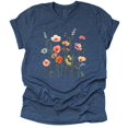 thumbnail image 3 of Autumn Wildflower T Shirt Cute Flower Graphic Loose Tees Crew Neck Short Sleeve Casual Tops (Navy-2X-Large), 3 of 5
