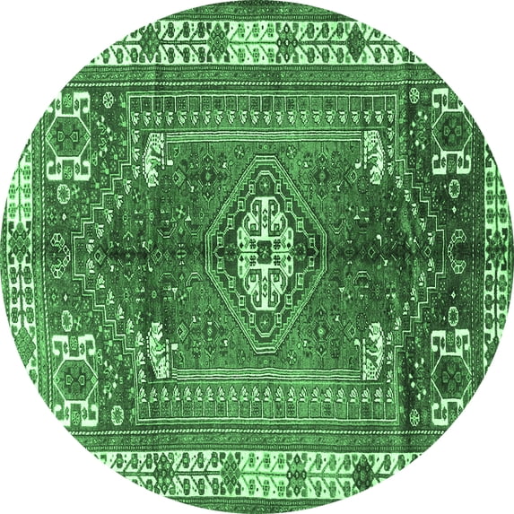 Ahgly Company Indoor Round Persian Emerald Green Traditional Area Rugs, 3' Round