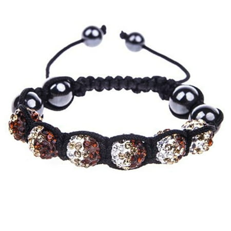Bodyj4you Disco Ball Bracelet 6 Clear Brown Beads Pave Bodyj4you Disco Ball Bracelet 6 Clear Brown Beads Pave Crystals Adjule Wrist Iced Out Jewelry