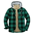thumbnail image 4 of cllios Fleece Jacket Men Flannel Plaid Shirt Jacket Long Sleeve Shacket Jacket Button Down Hoodie Winter Warm Coat for Men 2023 Mens Winter Outerwear Green XXXL, 4 of 4