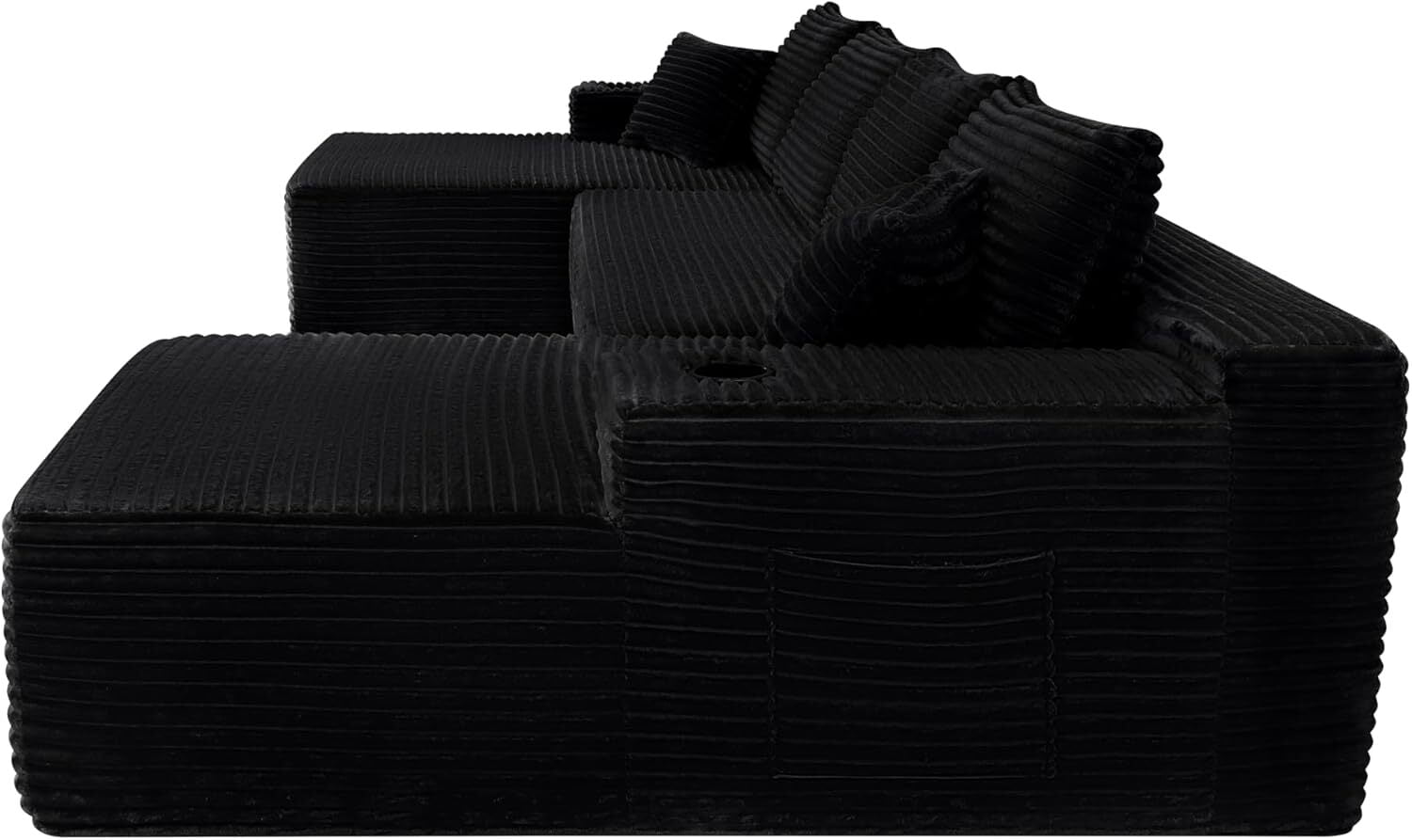 Howcool 126" Oversized U-Shaped Modular Sectional Sofa, Cloud Couch with Double Chaise & Deep Seats, Boneless Corduroy Couch for Living Room & Apartment, No Assembly Required, Black
