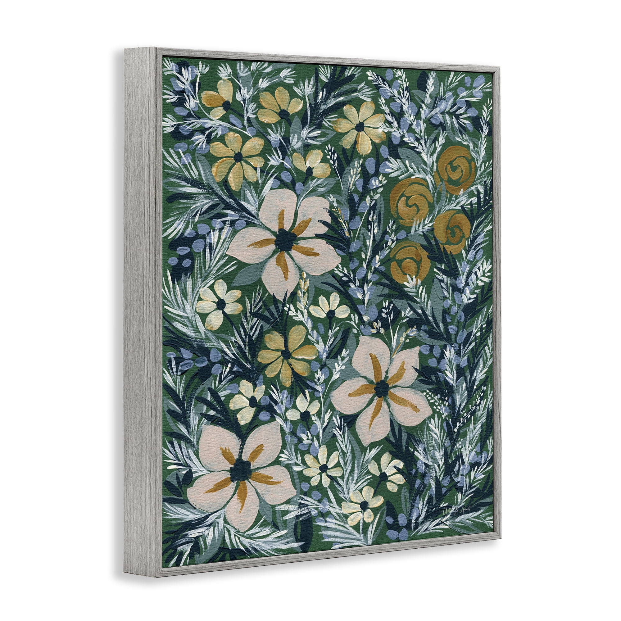 Stupell Industries Summer Boho Florals Botanical & Floral Painting Gray Framed Art Print Wall Art, 24 x 30