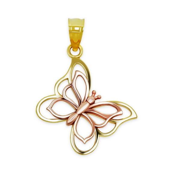 Gold Butterfly Charm Pendant - 10 Karat Gold - Butterfly Jewelry - Animal Charm
