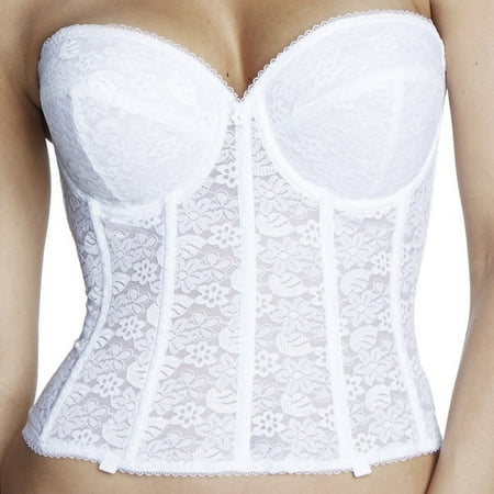 Dominique Women s Annabel Strapless Lace Longline Bridal Bra (32A-40D) #7749 - White - 36D