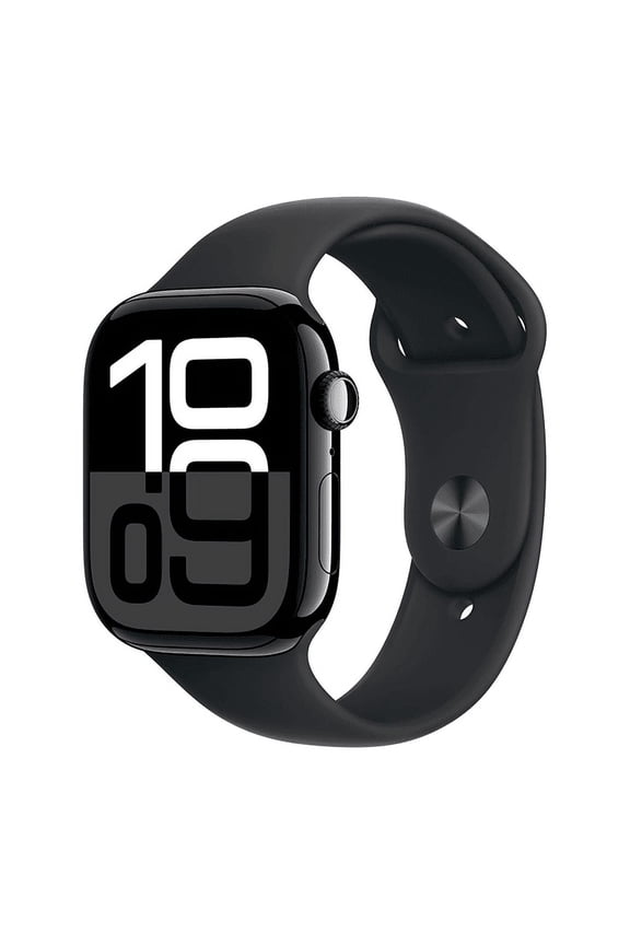 Pre-Owned Apple Watch Series 10 GPS 46mm Aluminum Case with Black Sport Band - S/M - Jet Black