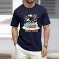 thumbnail image 2 of NAMTYQX Mens Shirts Lightweight Comfort Short Sleeved Pattern Plus Size Stretchy Slacking Casual Loose Round Neck Summer Shirts for Men Navy Size XL, 2 of 5