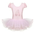 thumbnail image 1 of iEFiEL Kids Girls Ruffled Cap Sleeve Ballet Leotard Dancewear Sequined Ballet Dance Gymnastics Leotard Tutu Dress A Light Pink 7-8, 1 of 7