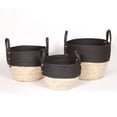 thumbnail image 2 of BLACK/NATURAL STRAW BASKET S/3, 2 of 3