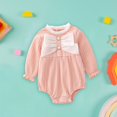 thumbnail image 2 of EnJoCho Toddler Casual Romper Cute Baby Girl Long Sleeved Bow Lace Crewneck Solid Color Harness Jumpsuit Baby Girls Outside Bodysuit Fashion Fall Clothes Wedding Party, 2 of 9