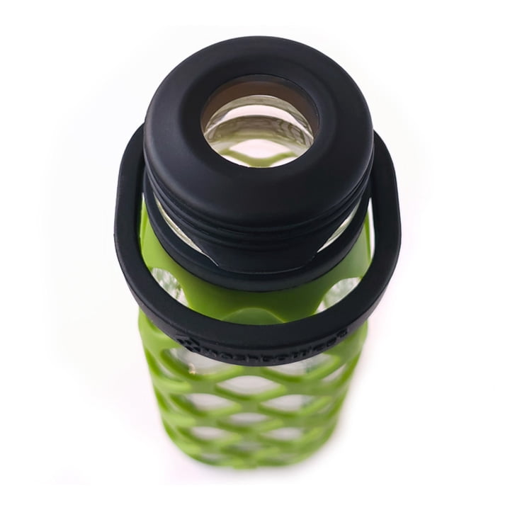 Meshbottle with Glass Top - Olive Green - Plastic-free, BPA-free, Phthalate-free Glass Water Bottle - 16 oz
