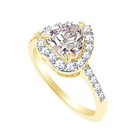 AFFY Heart & Round Shape Simulated Morganite Eternity Heart Ring In 925 Sterling Silver Ring Size-4