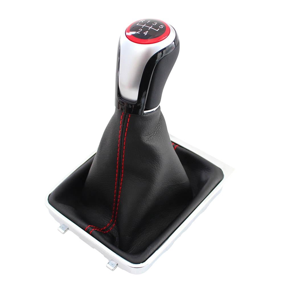 SPRING 5 Speed Speed Manual Gear Shift Knob With Leather Boot Collar Case Cover For Passat For B6 2005-2011 Interior Part