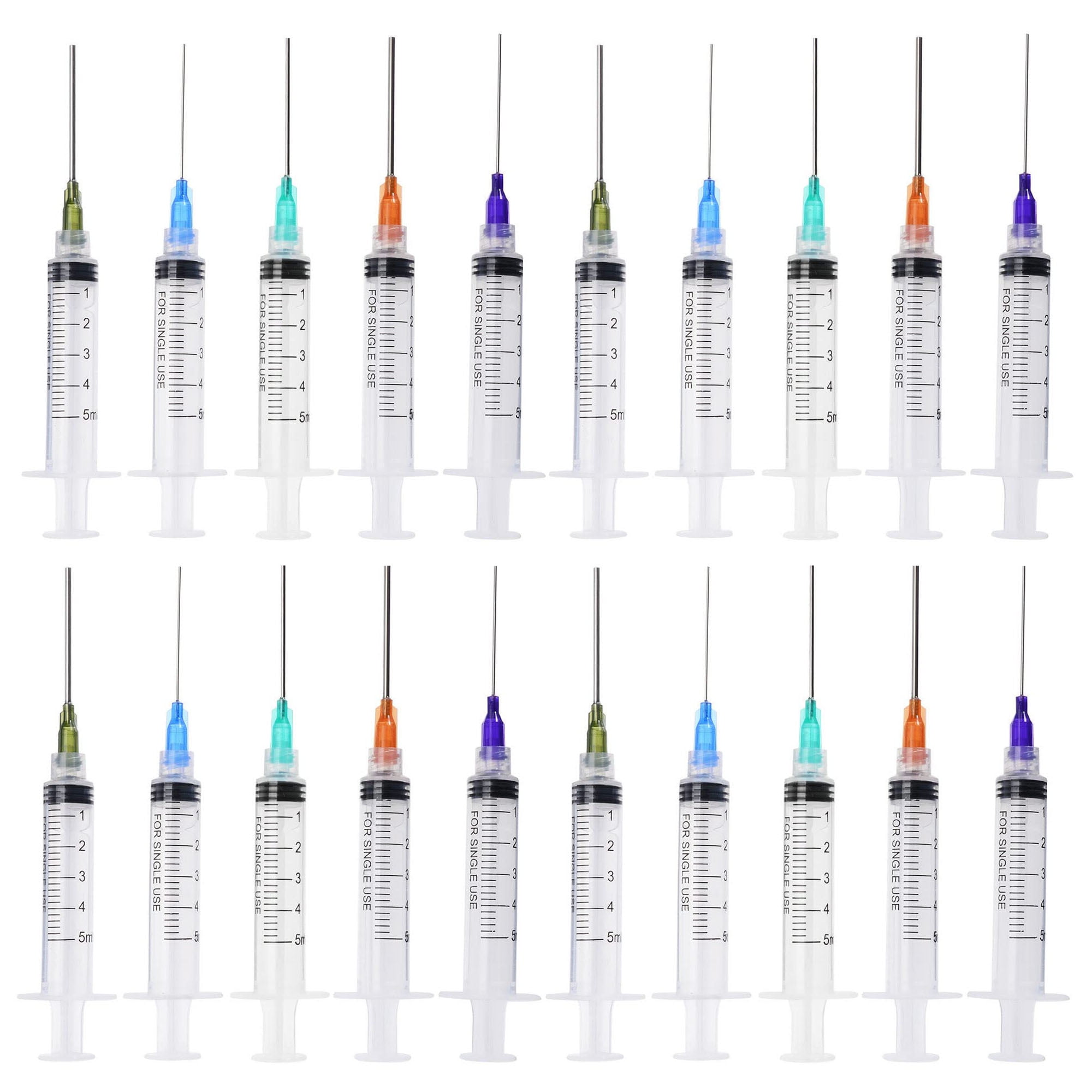 20 Pack 5ml Ink Filling Syringe Luer Lock Plastic Syringes With Platic
