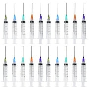 20 Pack 5ml Ink Filling Syringe Luer Lock Plastic Syringes With Platic 1.5'' Blunt Needle Tip For Liquid Glue Oil Ink