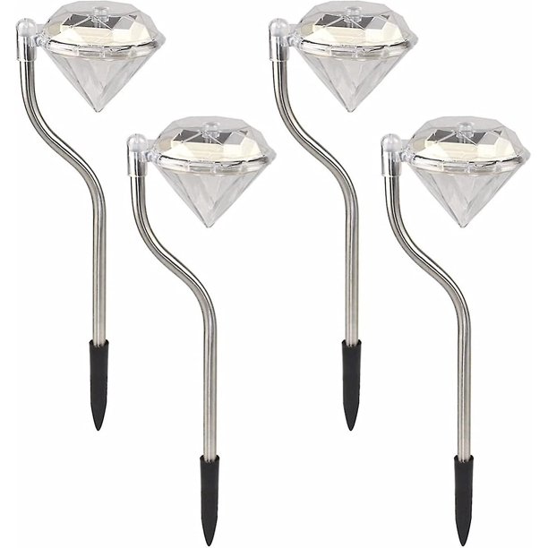 Lámpara solar para jardín al aire libre, 4 luces solares de diamante para jardín, luces solares para exteriores, impermeables para balcón, jardinera, jardineras y terraza