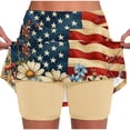 thumbnail image 2 of DailyTrove Women Vintage USA Flag Daisy Floral Swim Skort Patriotic Quick Dry High Waist Beach Skort, 2 of 6