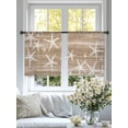 thumbnail image 3 of Brown Coastal Sheer Curtains 54 Inch Length 2 Panels Set, Summer Ocean Waves Ombre Sea Starfish Voile Window Treatment Rod Pocket Short Kitchen Curtains Drapes for Bedroom 52"x54"x2, 3 of 7