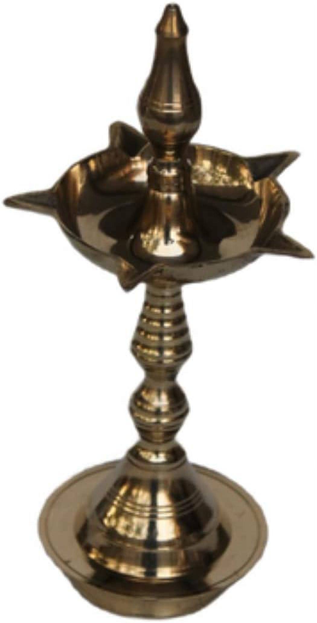 PARIJAT HANDICRAFT Handcrafted Brass Oil lamp - Diya for Pooja Diwali Purpose puja aarti Article Brass Pillar Diya: 5 face Mini Oil lamp (10.2)