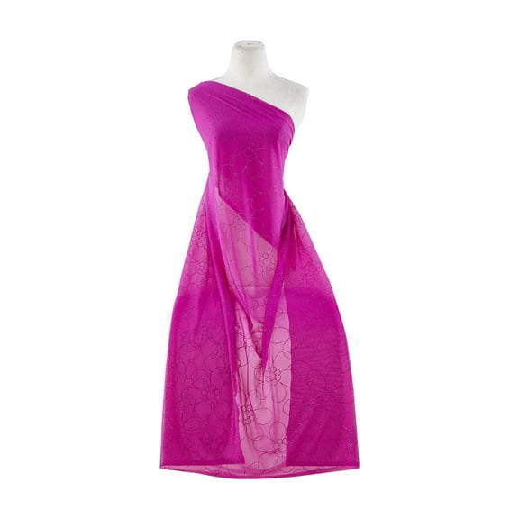 Zelouf Big Flower Glitter On Mjc All Over  , Sewing, DIY, Crafts Fabric by the Yard, Magenta Kiss, 3 Yard