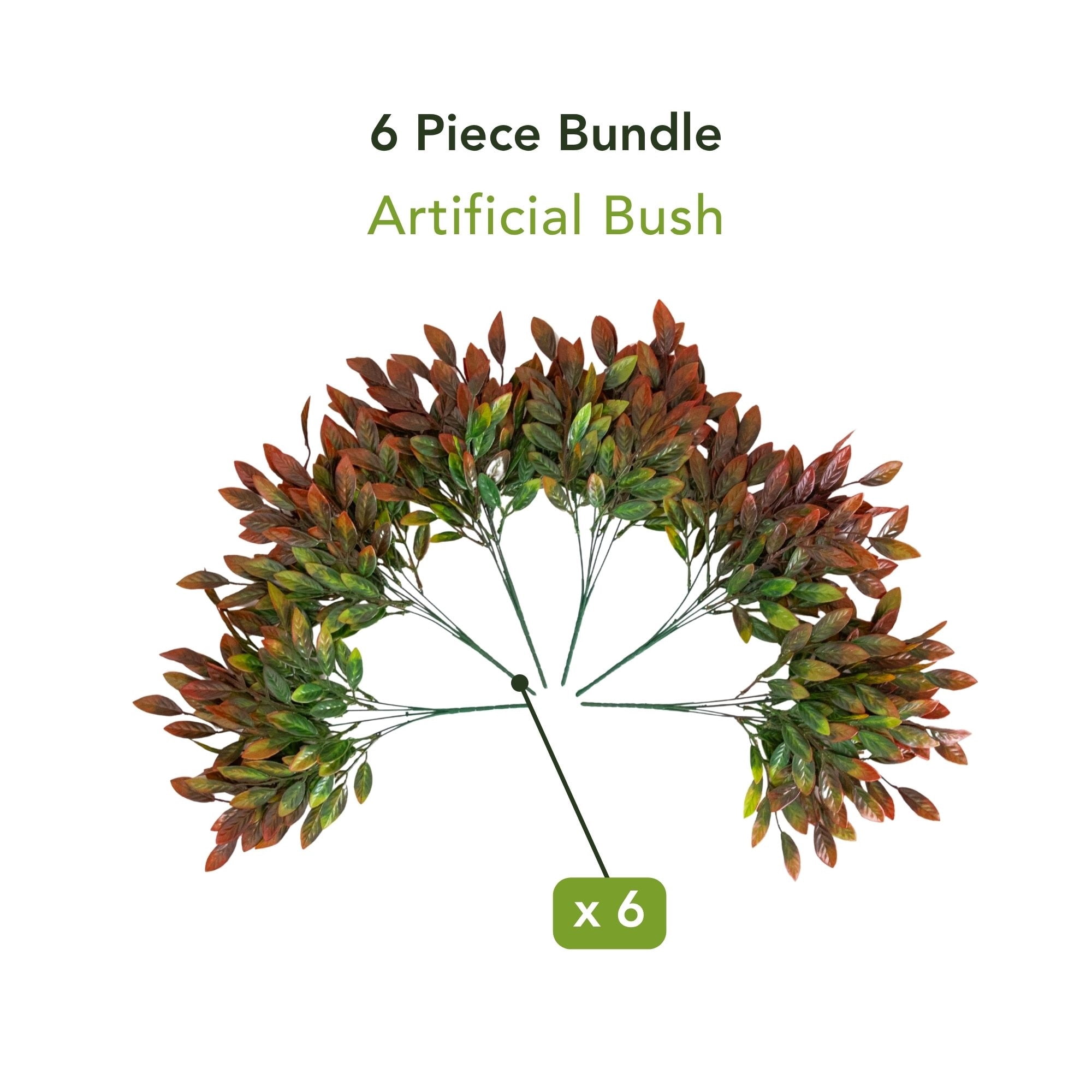 16in. UV Resistant Artificial Ruscus Bush (Indoor/Outdoor) - Set of 6
