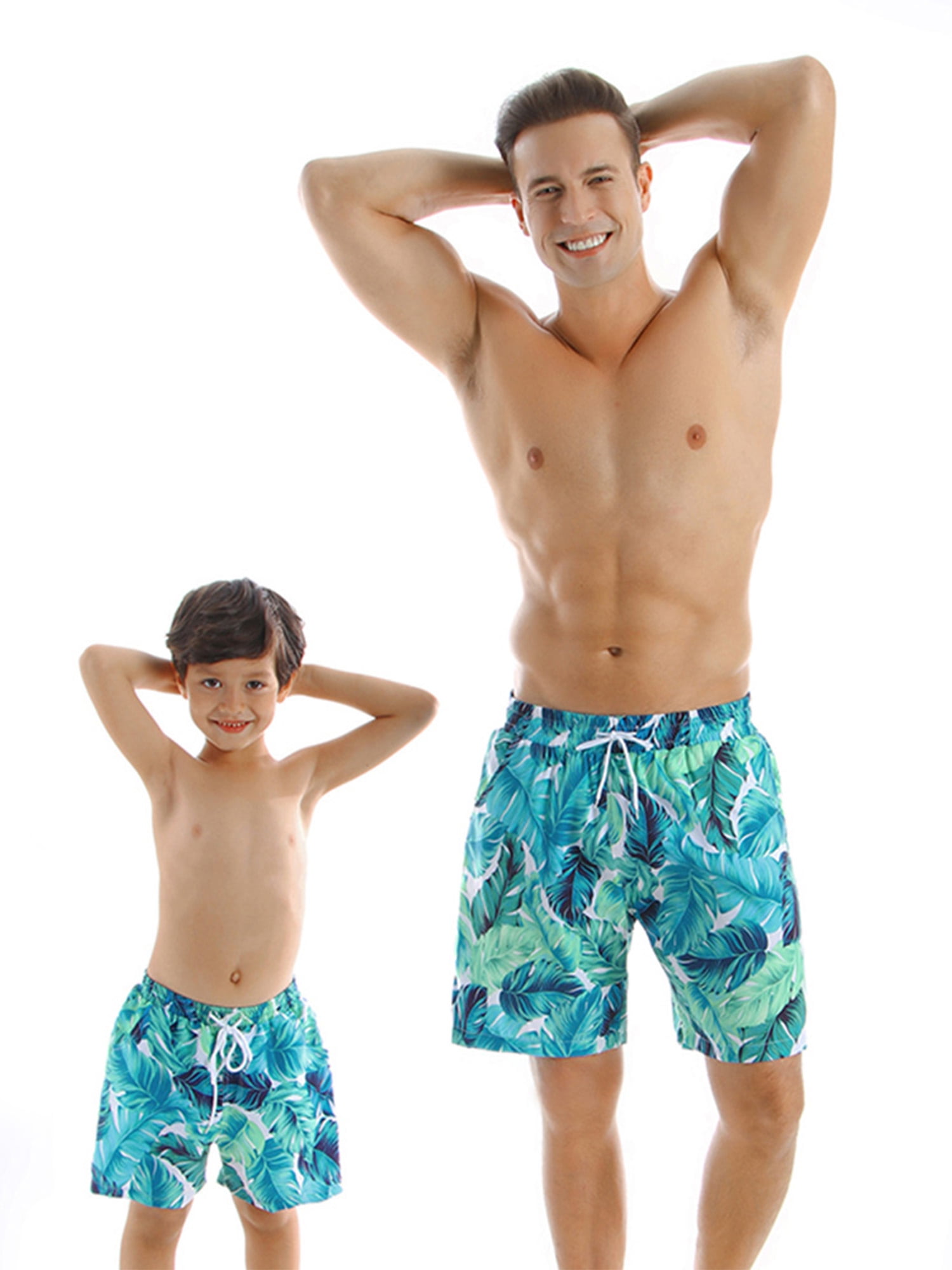 Matching Swimsuit Matching Dad And Son Swimsuit Matching Father And Son Swimwear Green leaf shorts Men Trunks