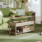 GALAXHERO Coffee Table, 39 Lift Top Coffee Table with Hidden Compartment, Storage Drawers and Storage Shelf for Living Room, Reception Room Greige