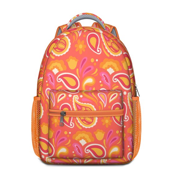 Paisley Waterproof School Backpack with Ergonomic Spinal Support - Vintage Boho Design Bookbag for Teens & College Students