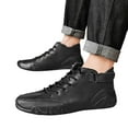 XDDST Black Slip On Shoes Mens Shoes High Top Lace Up Hook Loop Sport