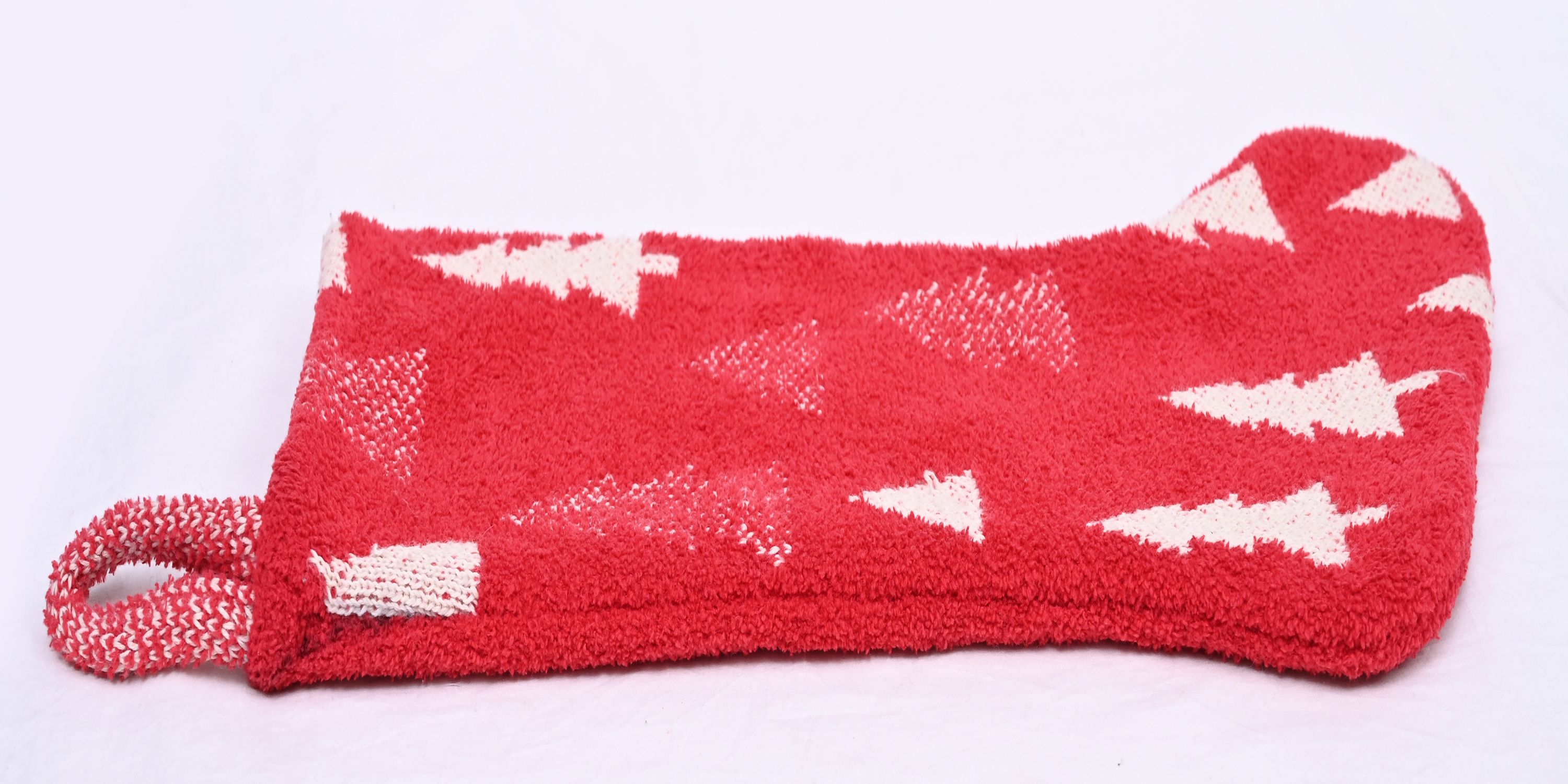 (2 pack) Holiday Time 7.5"X21" Tree Fuzzy Red Christmas Stocking