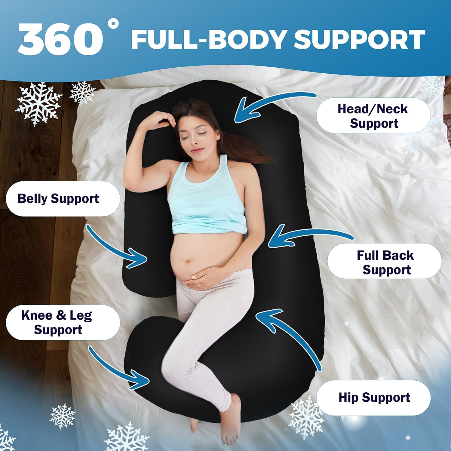 PILLANI Pregnancy Pillows for Sleeping - V C U Shaped Full Body Pillow with Removable Cover, 57inch Cooling Maternity Pillow for Pregnant Women, Support for Back Belly Legs Hip - Pregnancy Must Haves