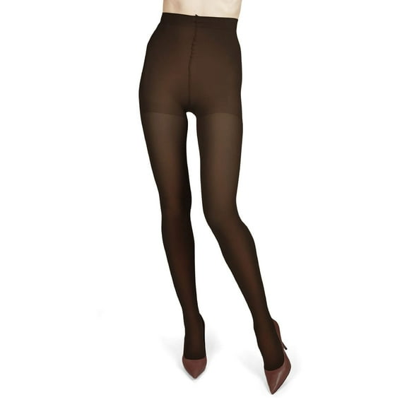 Melas Women's Opaque 60 Denier Microfiber Shaper Control Top Tights - Womens - Female, Large/X-Large, Dark Chocolate