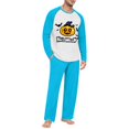thumbnail image 2 of Dwelliawo Two Piece Mens Halloween Pajama Set, Raglan Crew Neck Color Block Outfit, Skin Friendly Soft Sleepwear For Home Holiday Sky Blue XL, 2 of 6