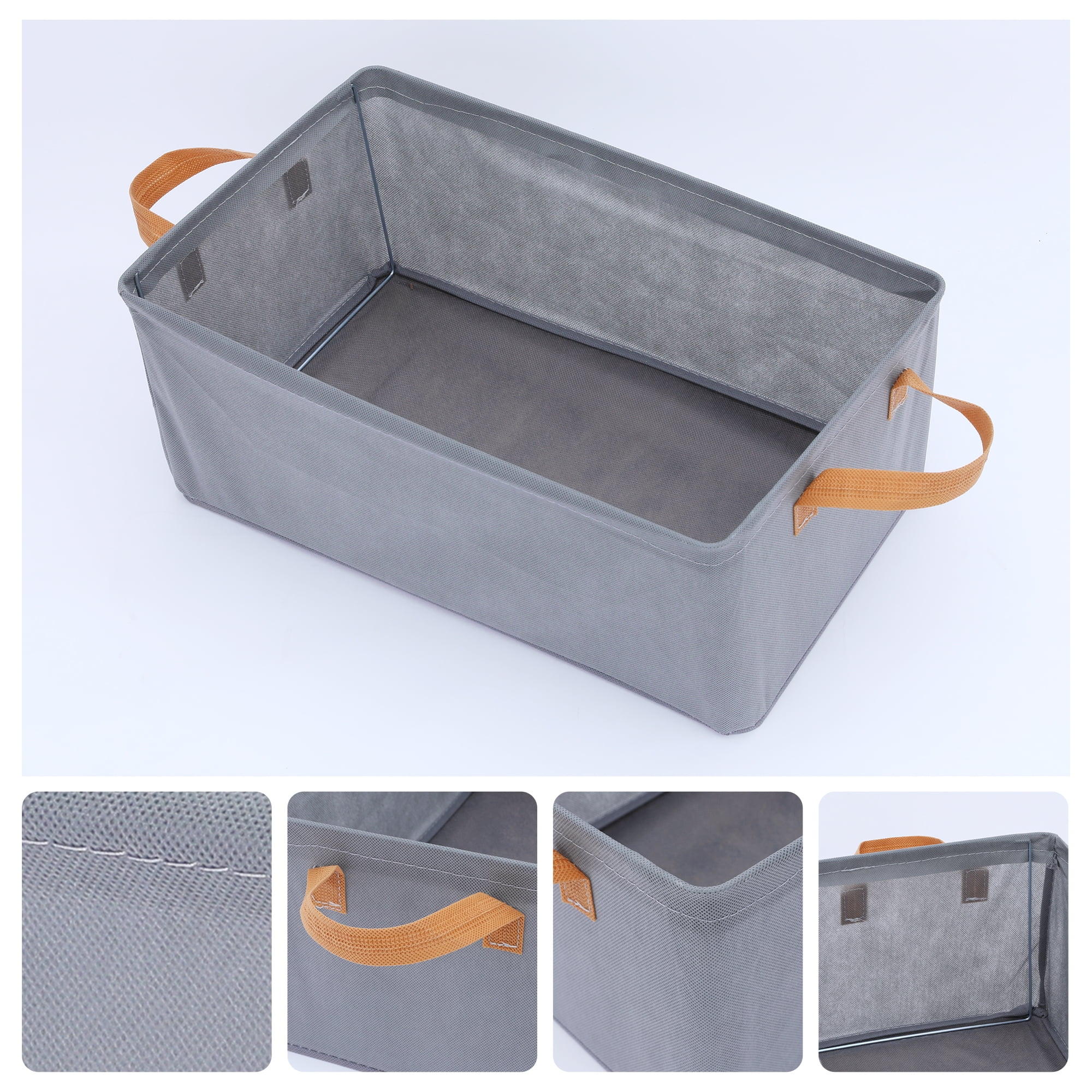 Unique Bargains Storage Bin with Handles for Shelves 1 Pack Basket Grey