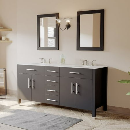 Cambridge Plumbing Plum 72'' Double Bathroom Vanity Set with Mirror