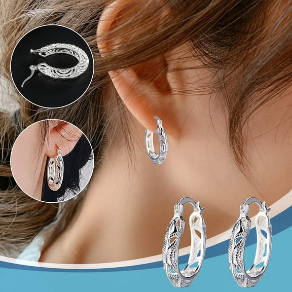 TIHLMK Earring for Women Ladies Vintage Silver Hollow Creative Earrings Jewelry