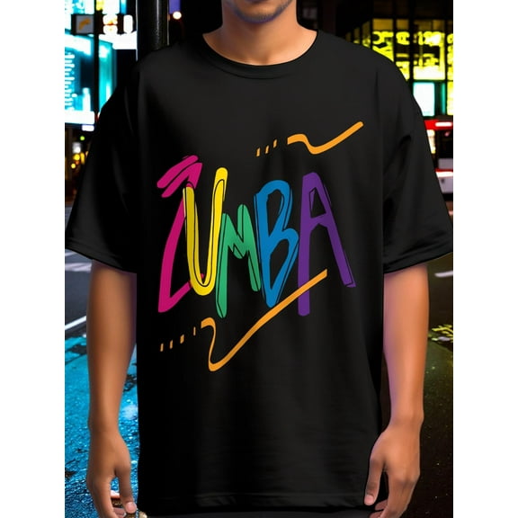 Zumba Graphic Oversize T-Shirt, Loose Fit 180g Pure Cotton Tee, Back to School Comfort Shirt - Six Sizes Available (S-XXXL)