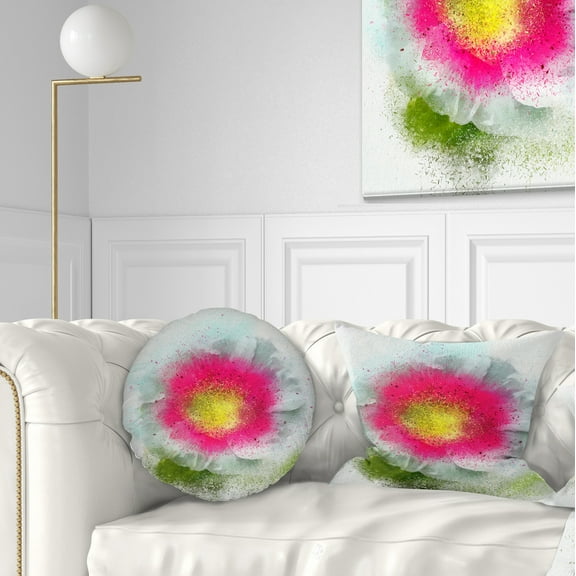 Designart Large Red Poppy Flower on White - Floral Throw Pillow - 12x20