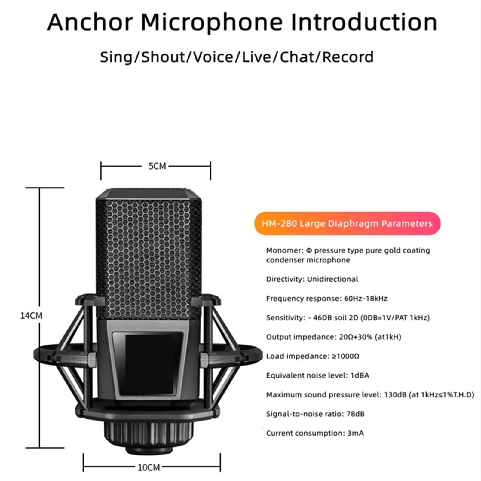 3.5mm Recording Condenser Microphone Set Studio Microphone With V8S Live Sound Card For Karaoke Streaming Podcasting ,Clear Sound