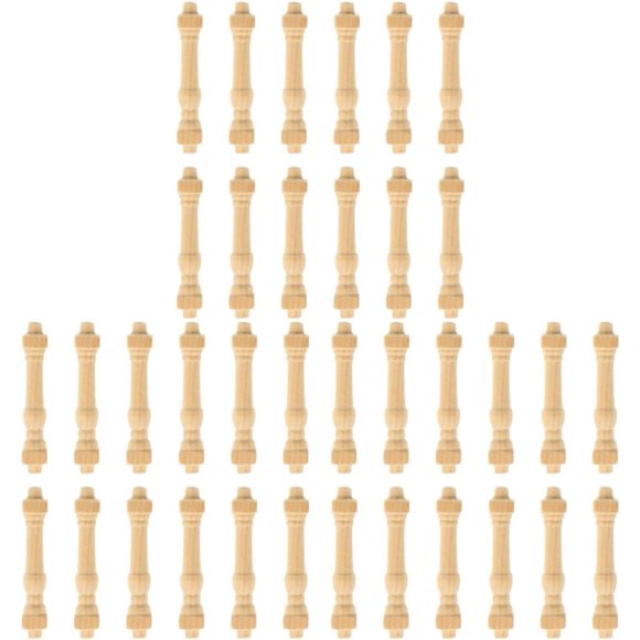 36 pcs Wooden Art Craft Decor Accessory DIY Spindles Unfinished Dollhouse Wood Handrails Layout Models Miniature Furniture for Mini Railing Adornment House Decors Furnitures
