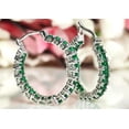 thumbnail image 2 of Hitanshu Jewels Green CZ Inside-Out Hoop Earrings in Silver Tone Bold Statement Fashion Jewelry for Women, 2 of 5