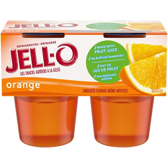 Goûters à la gelée Jell-O réfrigérés Orange 4 Coupes x 96g