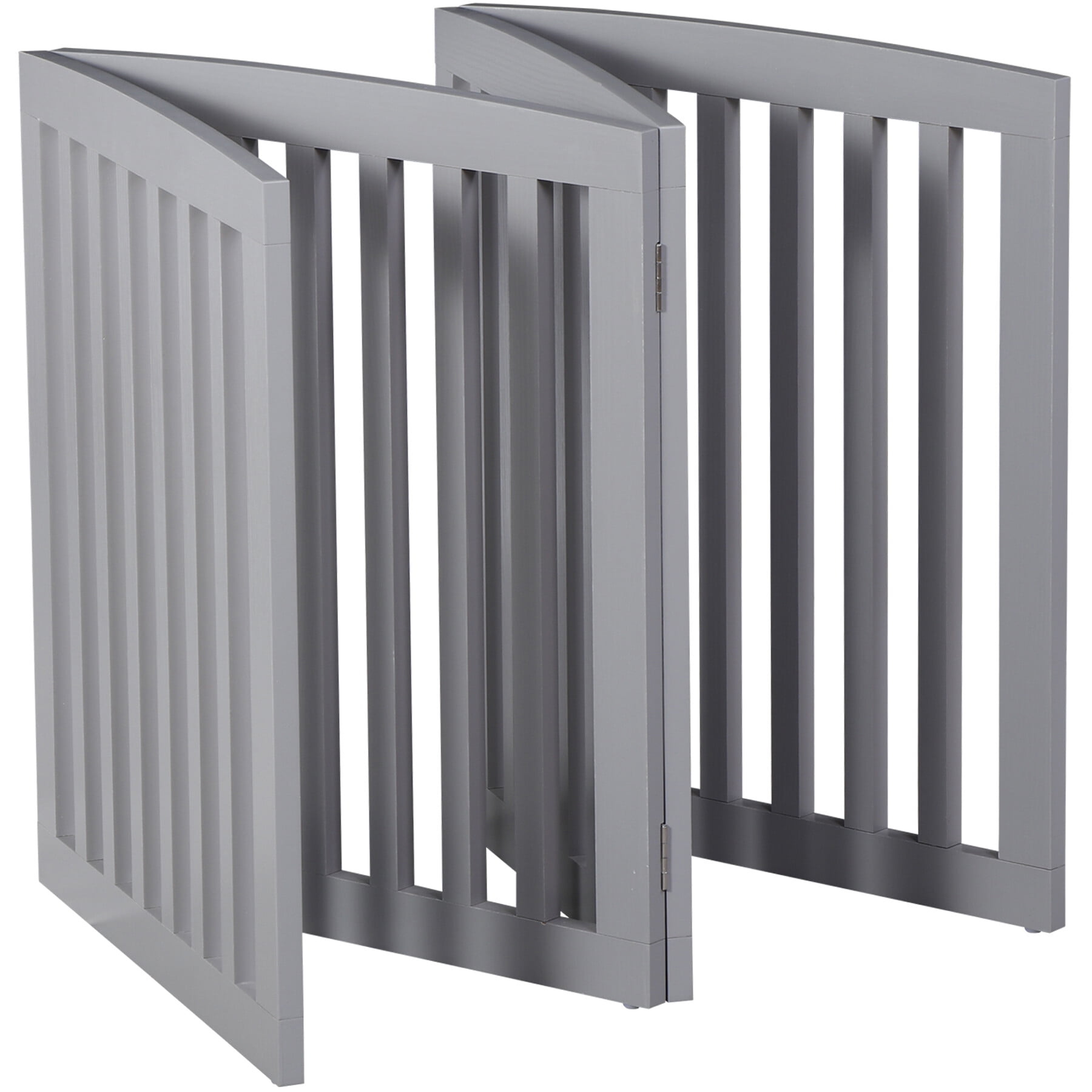 HomGarden 24'' Height Pet Dog Gate Folding 4 Panels for Home Doorways Stairs Light Gray