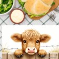 thumbnail image 3 of Joocar Cute Cow Peeking Over Fence Linen Table Mats Set Of 4 For Home Kitchen Table Decor 12x18 inch, 3 of 5