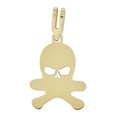 thumbnail image 3 of 14k Yellow Gold, Precision Laser Engraved Skull and Bones Pendant Charm 19mm, 3 of 5