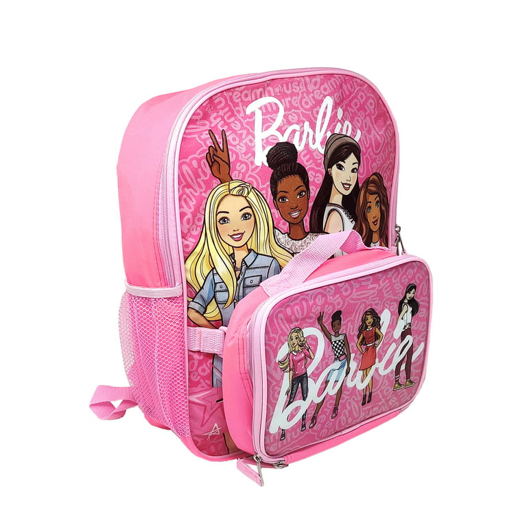 Barbie Backpack 16 & Insulated Lunch Bag Detachable Pink 2-Piece Set