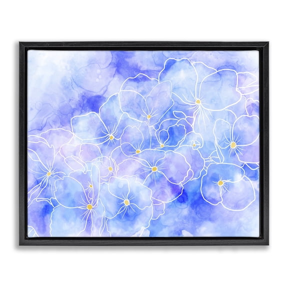 Stupell Industries Contemporary Contemporary Floral Shapes Black Floating Frame Canvas Art, 21 x 17, by Lil' Rue